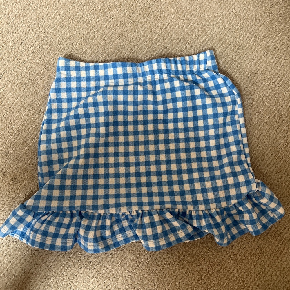 Blue and White Gingham Skirt